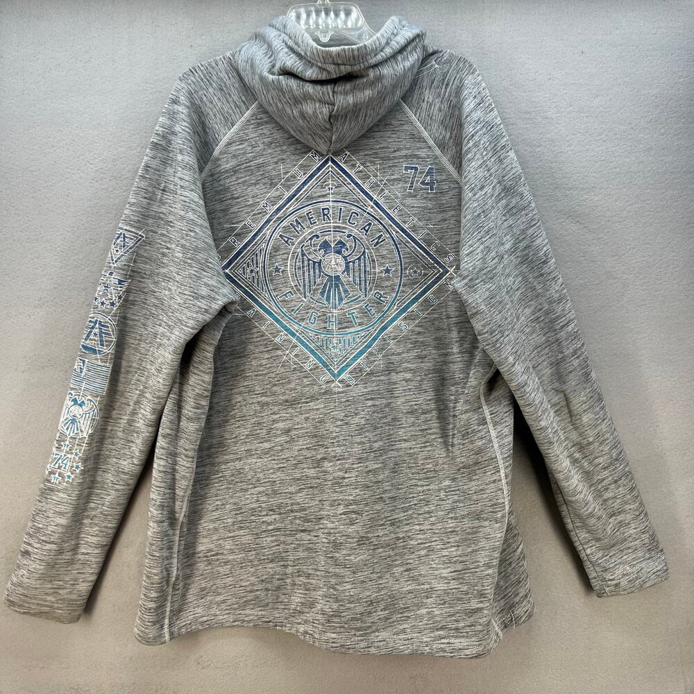 American Fighter Premium Hoodie Men's 2XL Grey Blue Graphic Logo Athletic Fit - Picture 2 of 11
